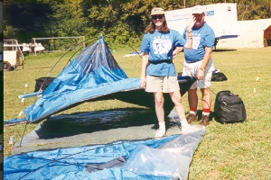 Setting up tents