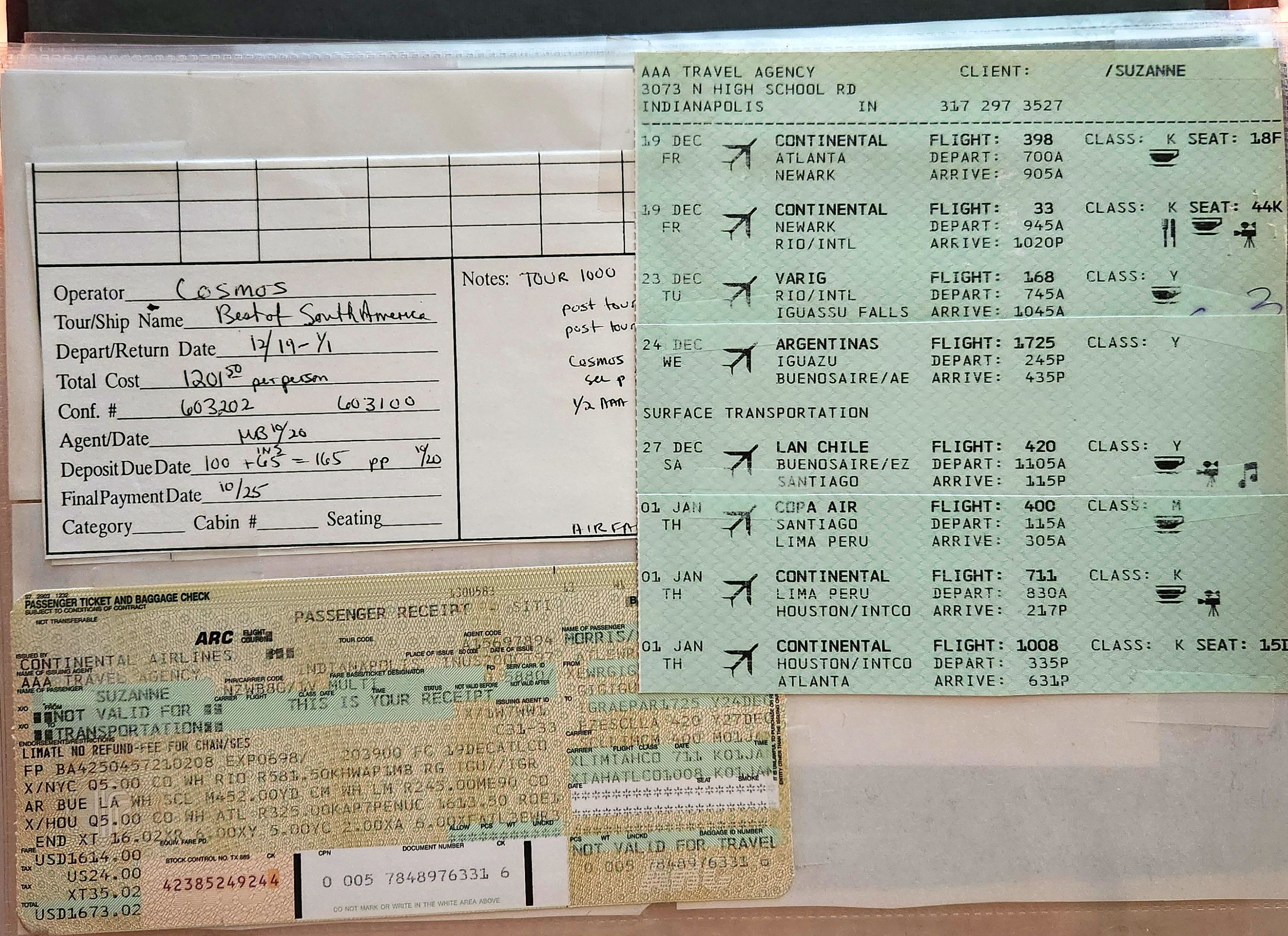 1997/1998 Suzanna Travels to South America